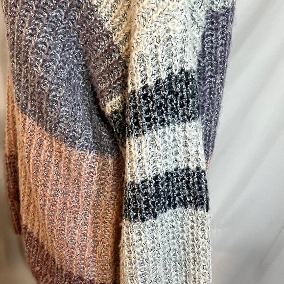 Heartloom Long Sleeve Knit sweater Medium Gray Mauve peach stripe - Picture 6 of 12